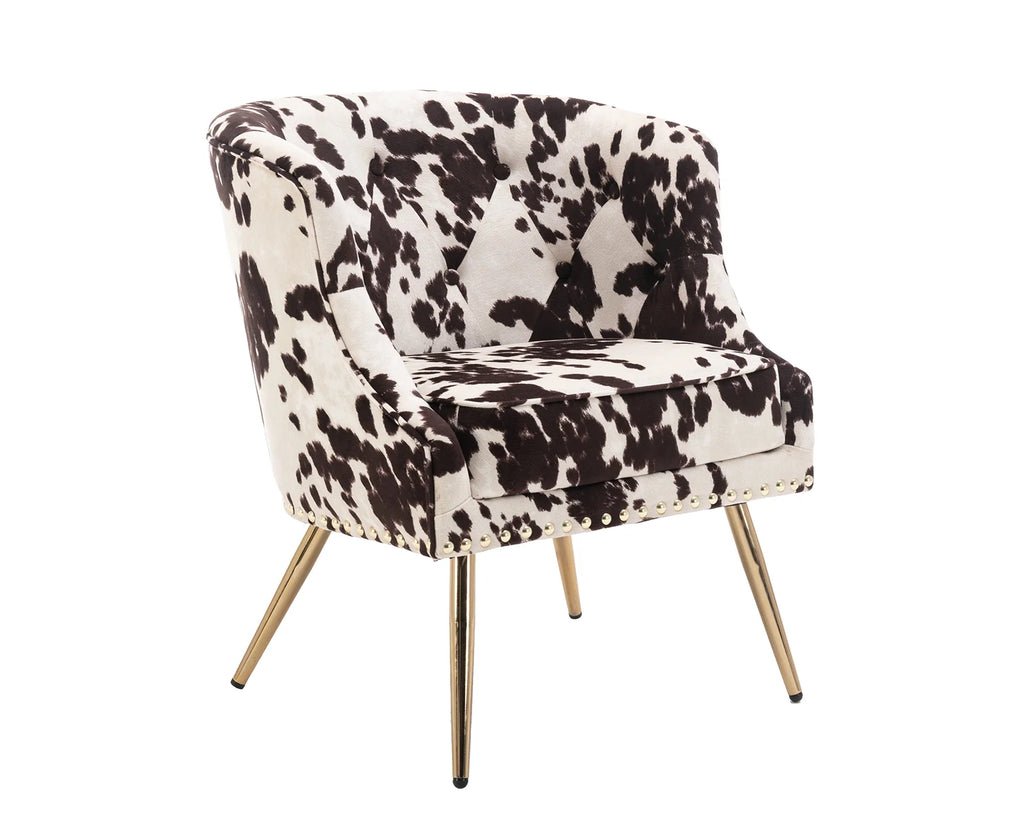 Modern Barrel Accent Chair, Velvet Curved Back Upholstered Single Sofa Club Chair with Button Tufting and Nailhead Trim C3906