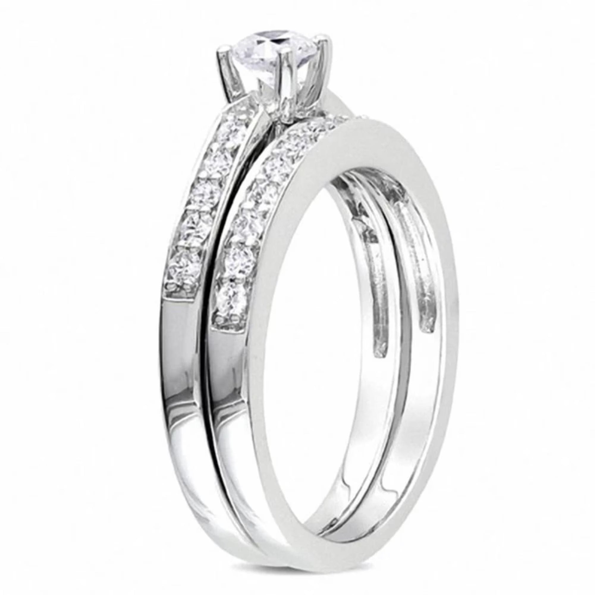 1/2 CT. Diamond Bridal Engagement Ring Set in Sterling Silver W463115