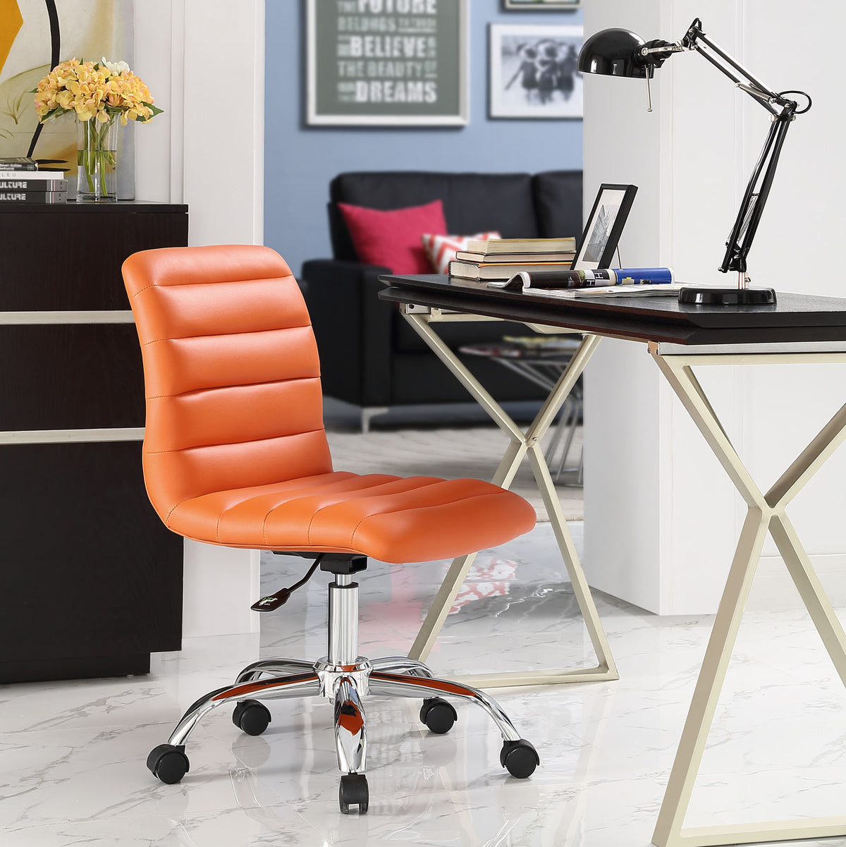 Orange Faux Leather Office Chair H988141