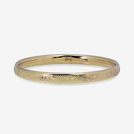 14K Gold Over Silver Floral Etched Bangle T883379