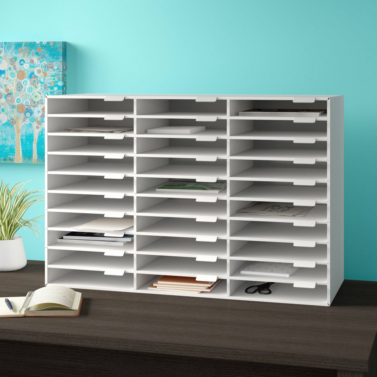 White 30 Slot File Organizer T689616