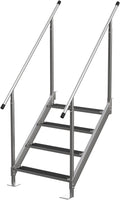 Aluminum 4 Steps Pontoon Boat Ladder with Hand Railings Anti-Slip Rubber Mat Z6025