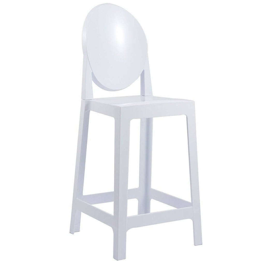 Set of 4 White Plastic Bar Stool Counter Height with Back P842617