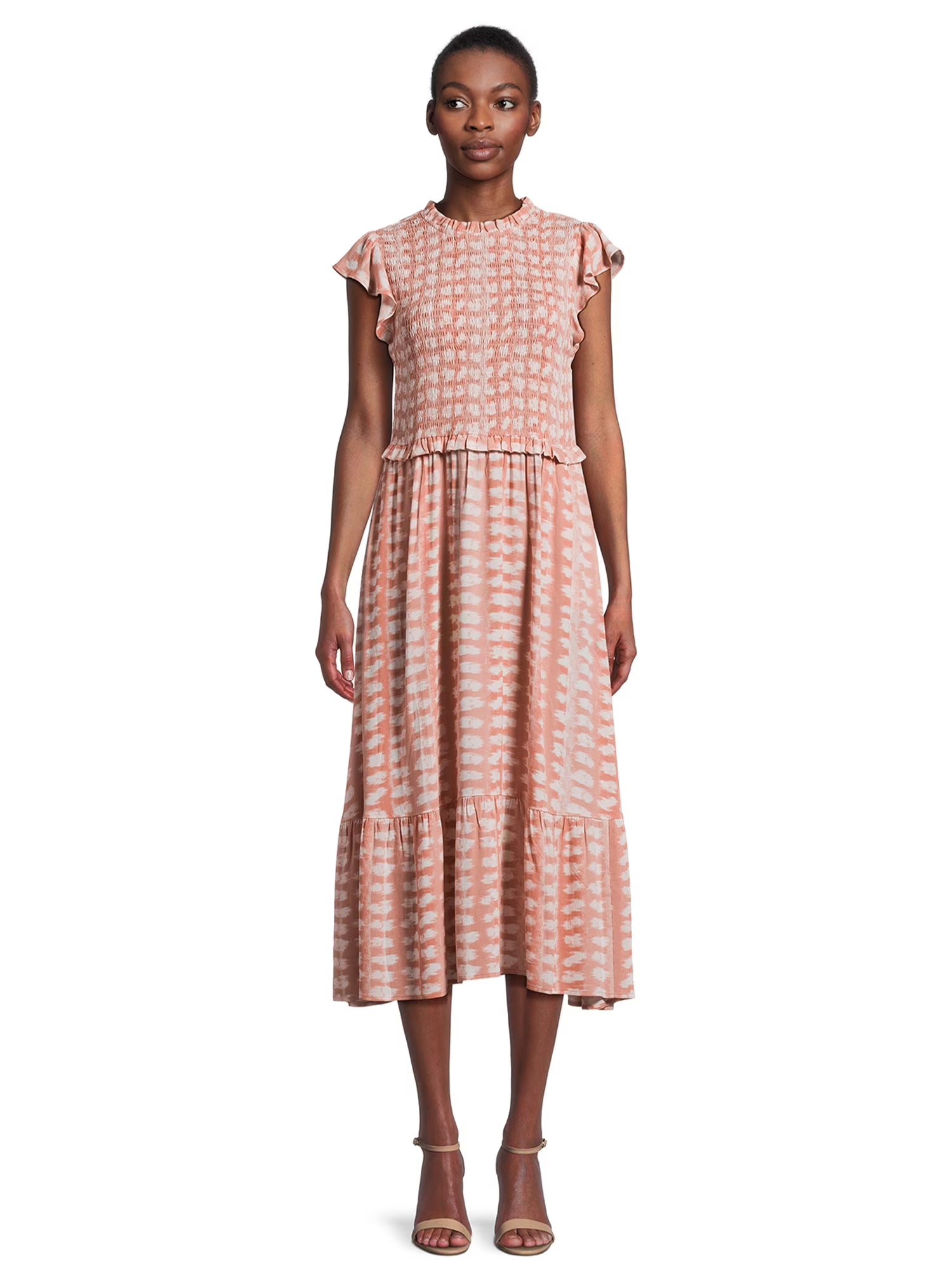 Smocked Bodice Midi Dress V2855