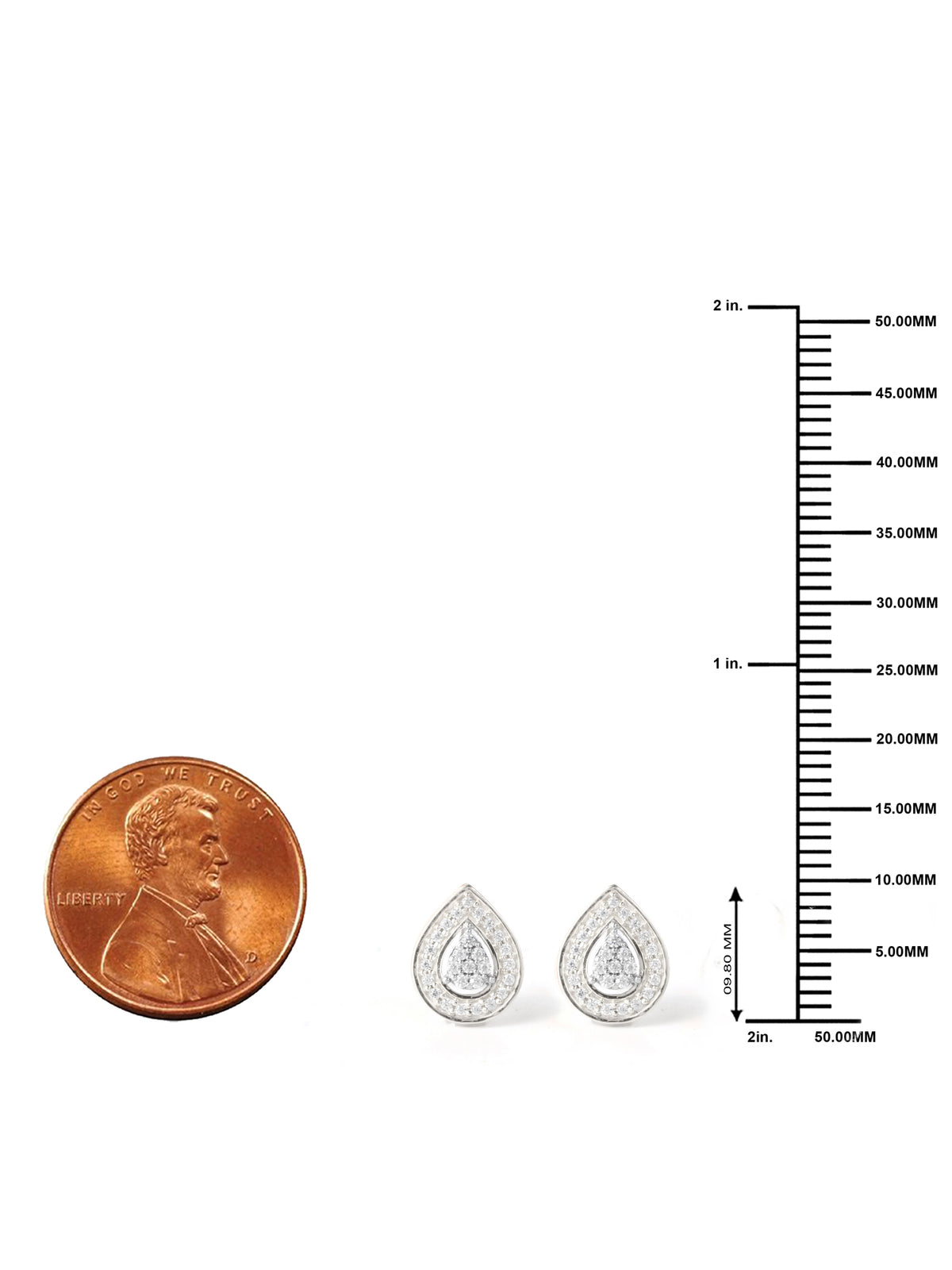 Pear Halo Stud Earrings in Sterling Silver A348