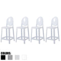 Set of 4 White Plastic Bar Stool Counter Height with Back P842617