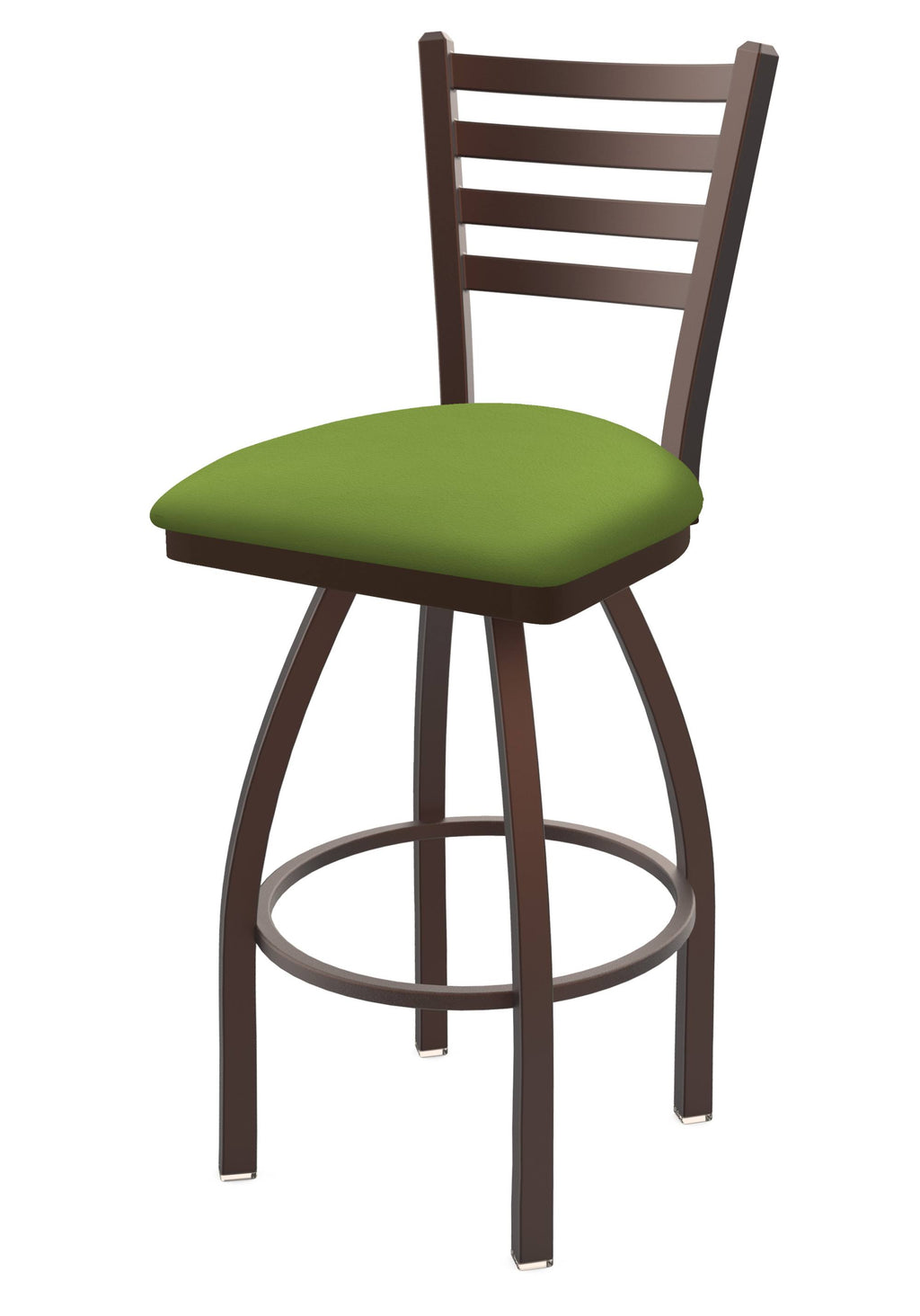 Swivel Bar Stool with Bronze Finish and Kiwi Green Seat V37854