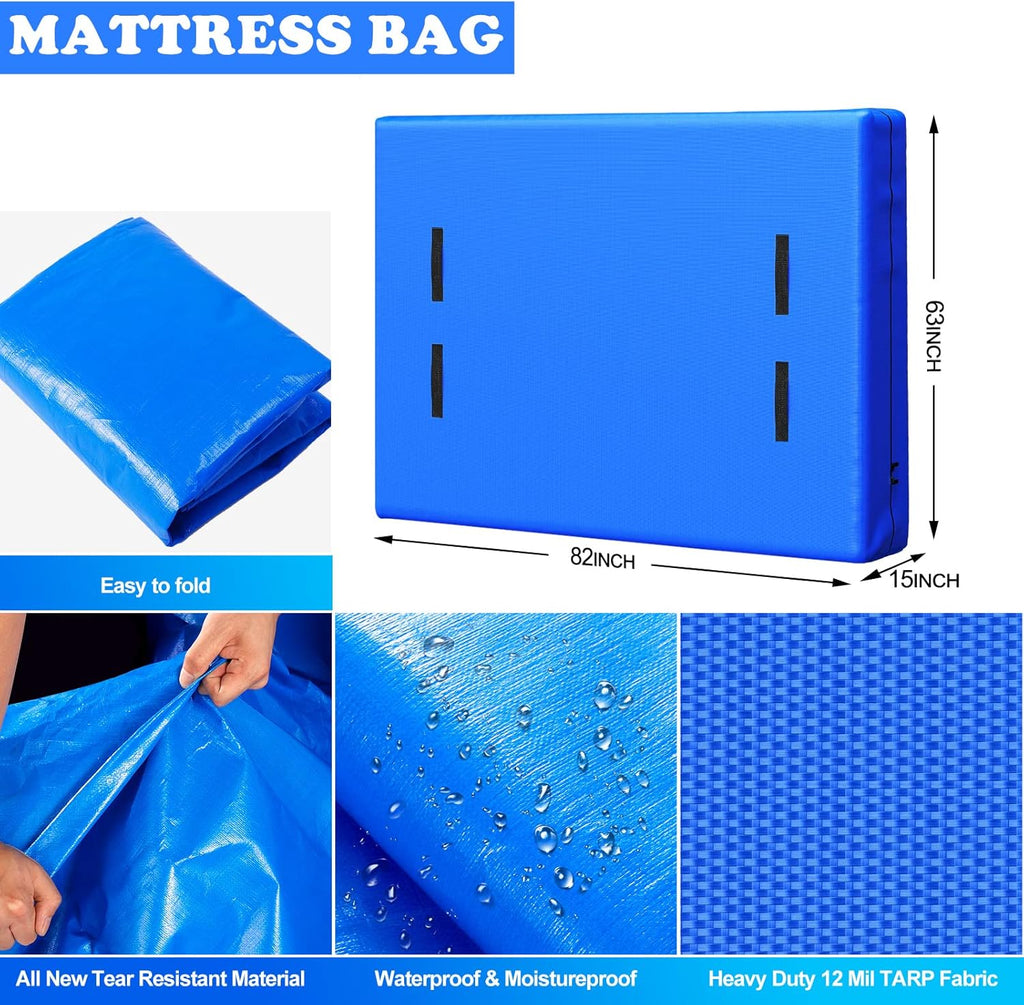 Queen Size Zippered Waterproof Mattress Cover with 8 Carrying Handles J4705