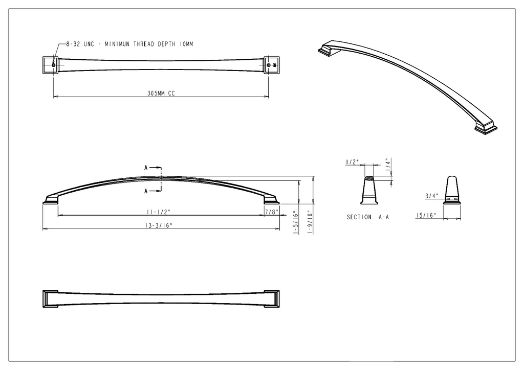 Matte Black Cabinet Pull E7894