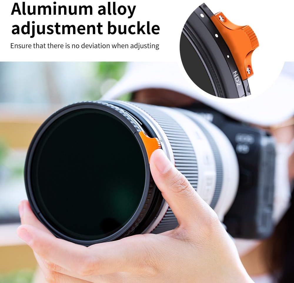 52mm Variable ND Filter ND2-ND400 with Multi-Layer Coatings AGC Glass Neutral Density Filter Pack of 2 M586