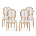 Dining Chair Set of 4 Gray Stripes Light Beige Natural U26032