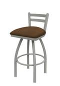 25x22 Low Back Swivel Counter Stool with Anodized Nickel and Rein Thatch Seat J828750