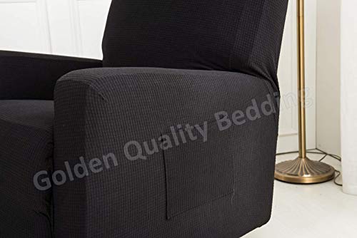 Navy Blue Stretch Recliner Slipcover with Elastic Straps Polyester Spandex M413