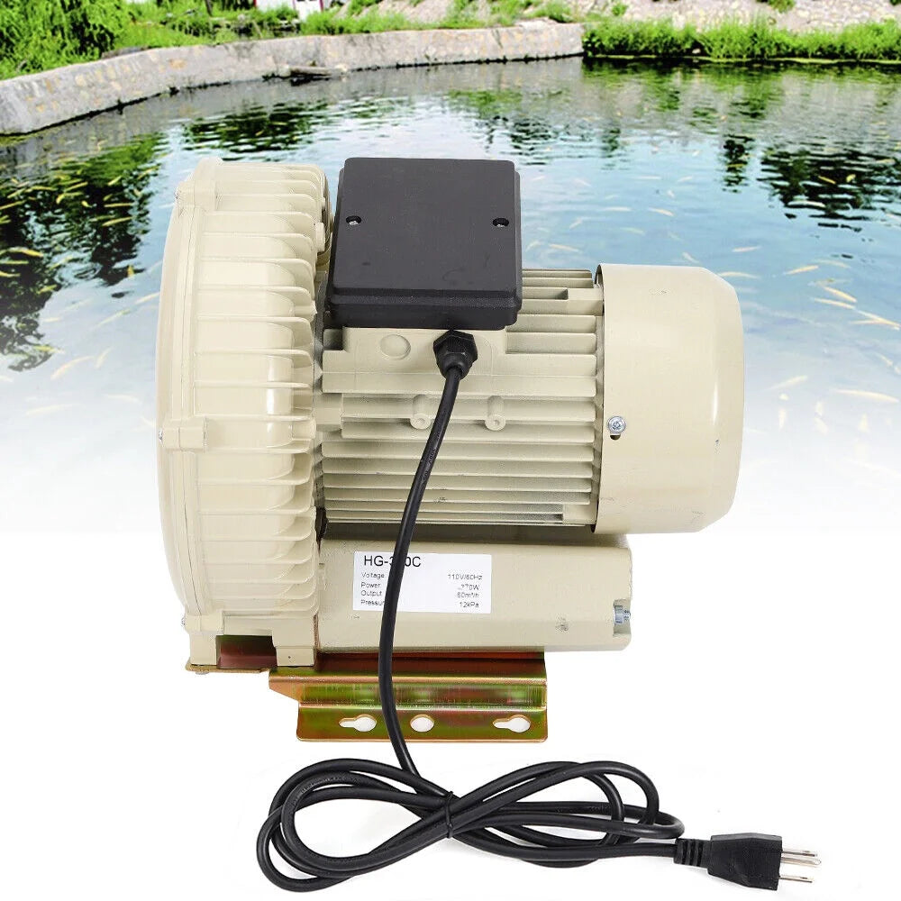 110V 370W Commercial Air Pump Aquarium Hydroponics Aquaculture Fish Tank Pond Blower C785