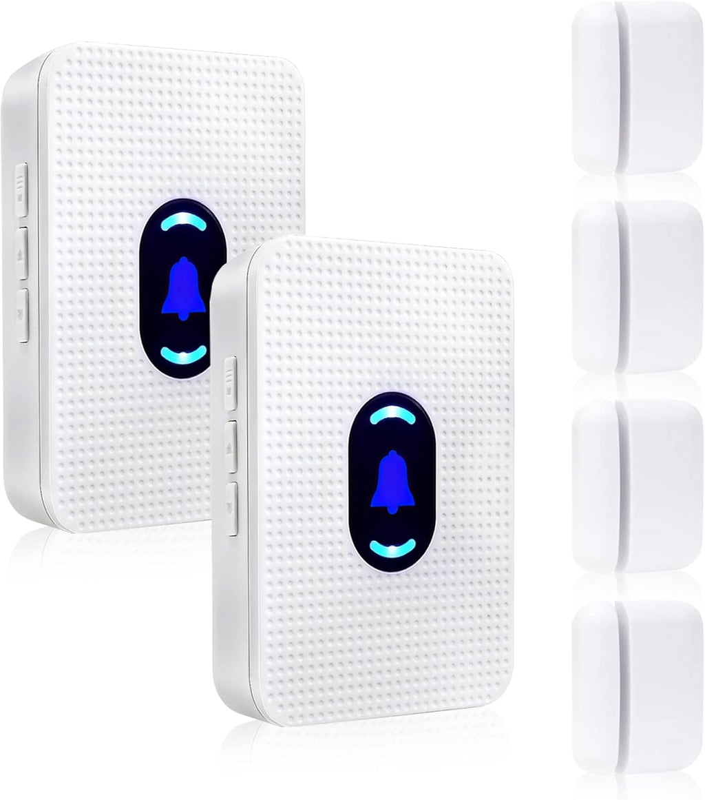 4 Door Sensors + 2 Plug-in Receivers Wireless Door Chime K904775