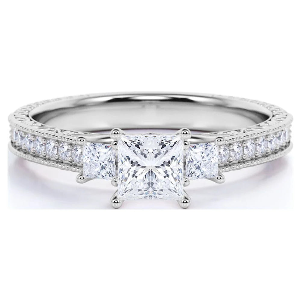 10K White Gold Princess Cut Diamond Engagement Ring F986