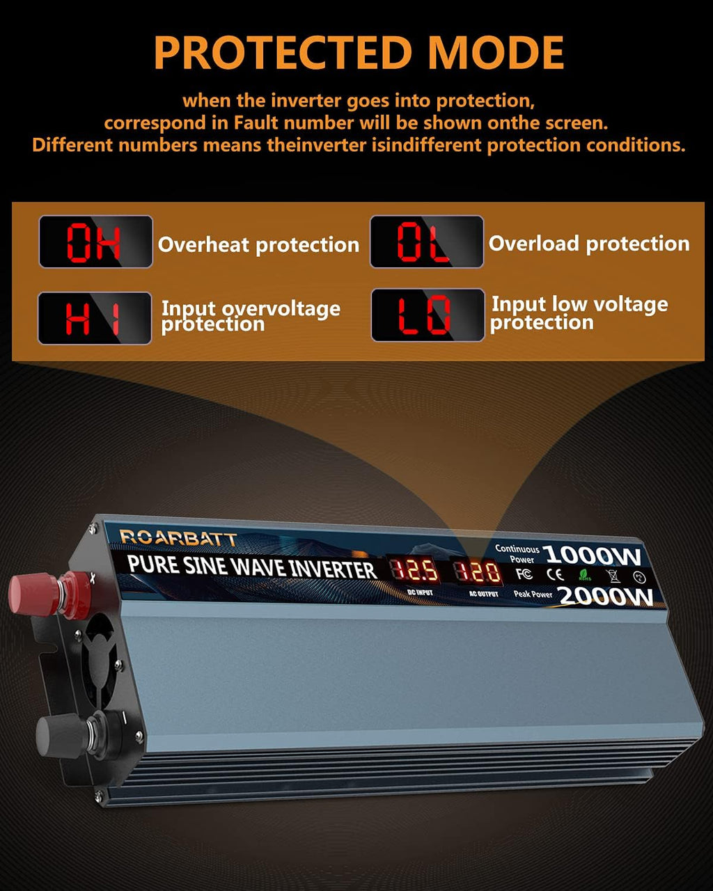 1000 Watt 12V DC to 110V AC Power Inverter with 2 AC Outlets and USB Port P63332