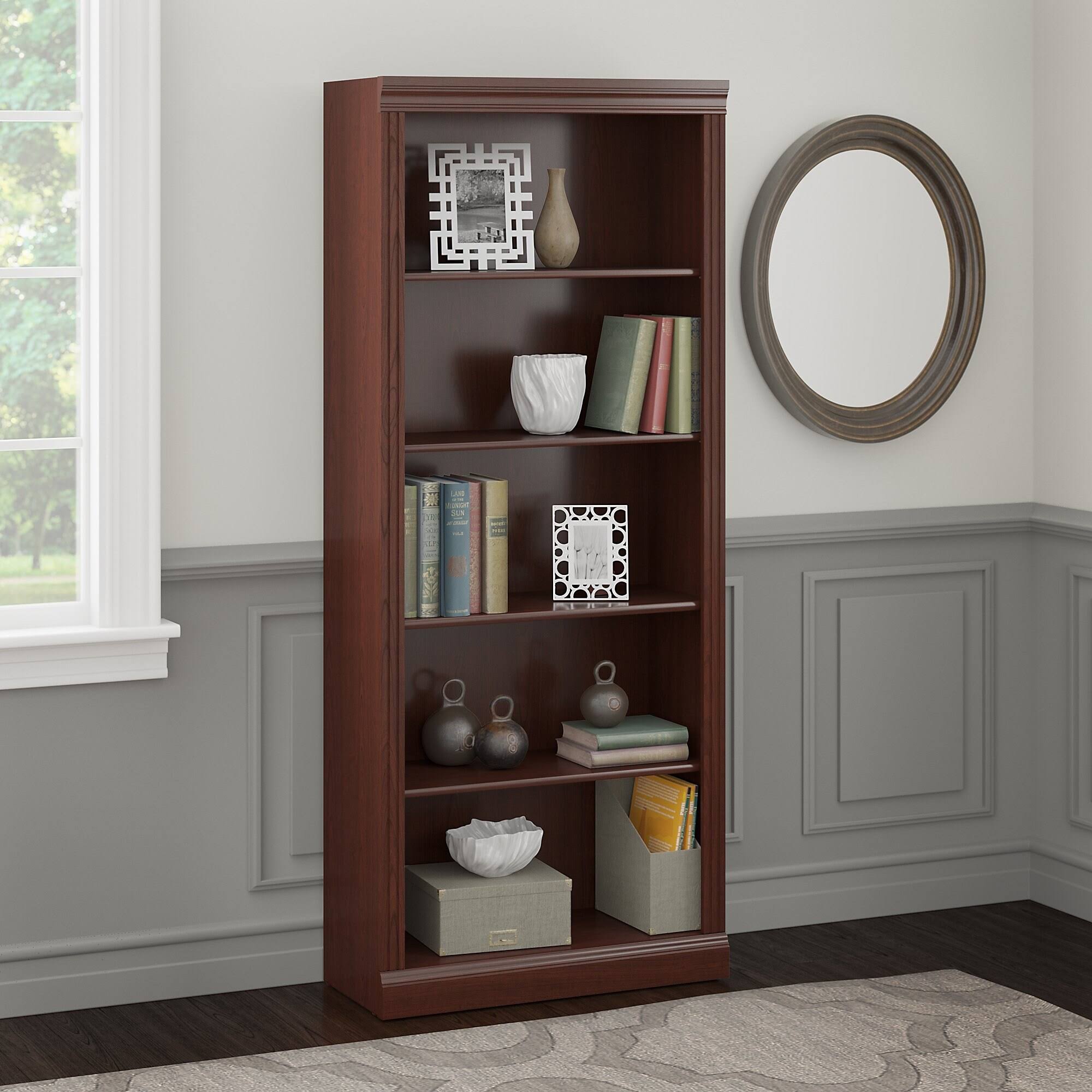 Linen White Oak 5 Shelf Bookcase L53798