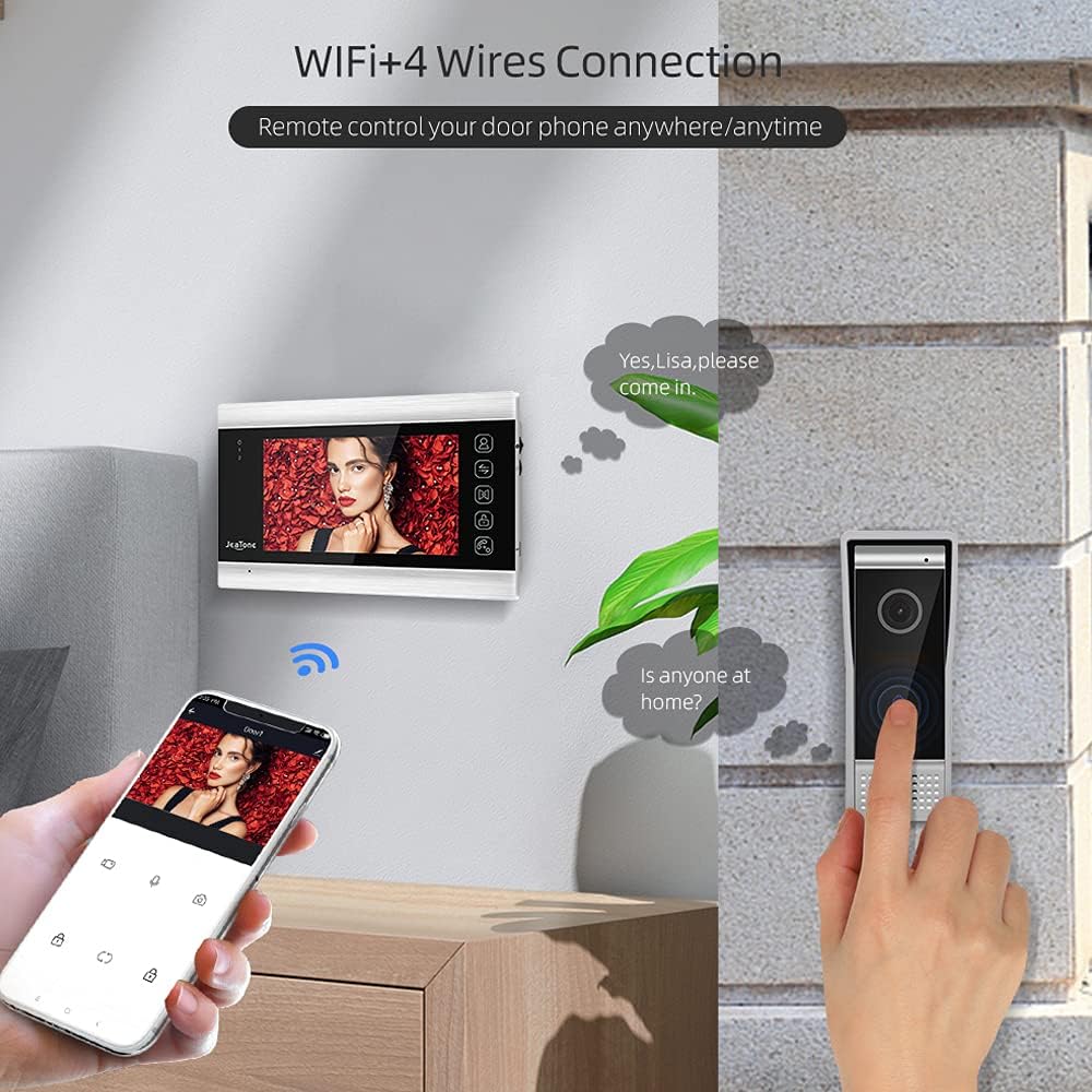 Video Door Phone Doorbell 4-Wired 7 Inch AHD Wi-Fi Intercom System with 720P Camera F956125