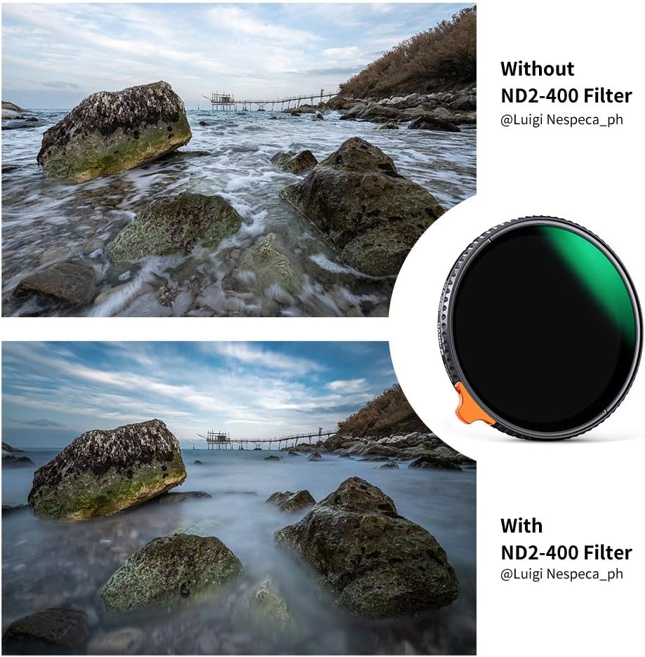 52mm Variable ND Filter ND2-ND400 with Multi-Layer Coatings AGC Glass Neutral Density Filter Pack of 2 M586