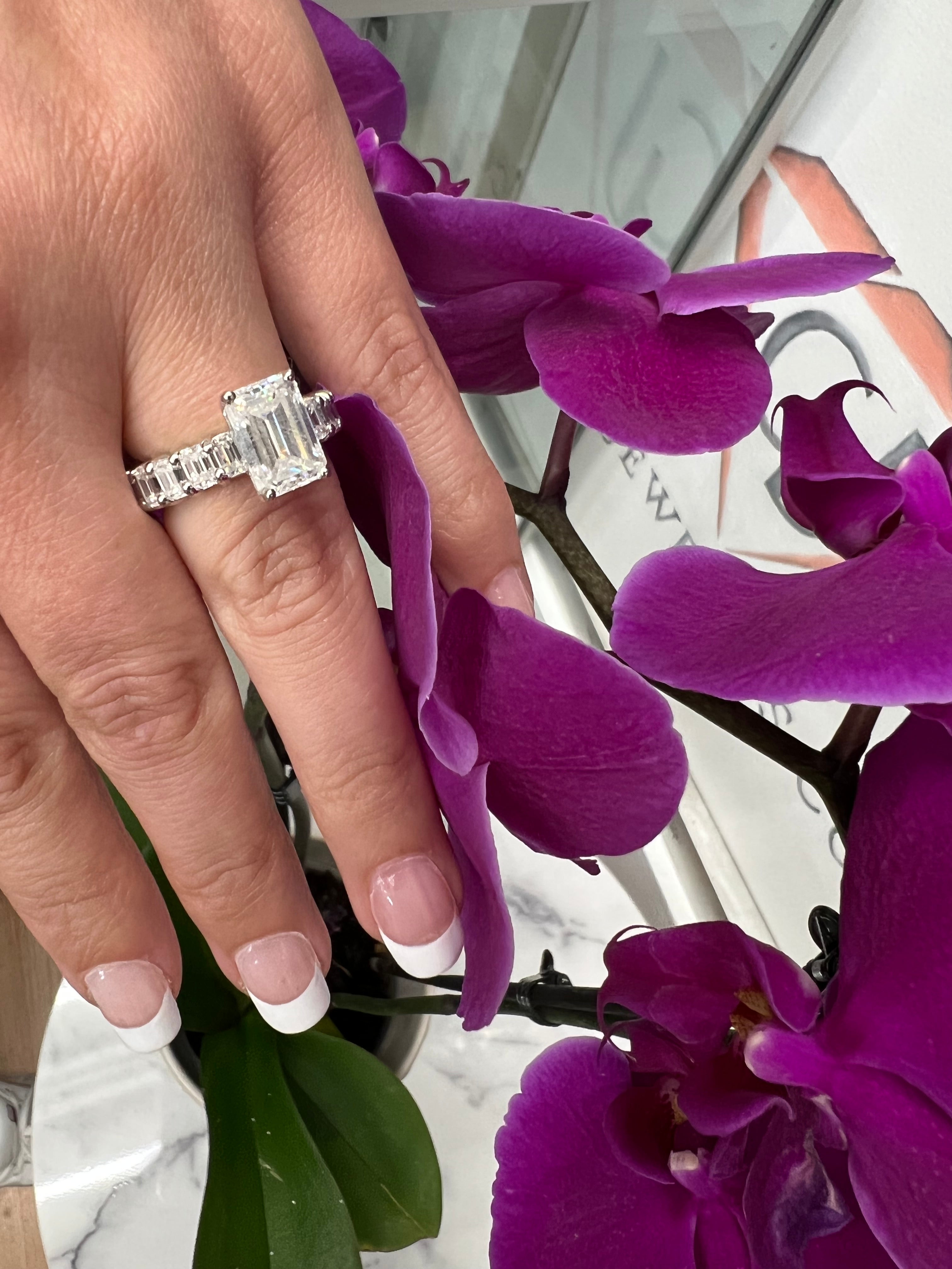 6 Carat Emerald Cut Diamond Eternity Engagement Ring P580