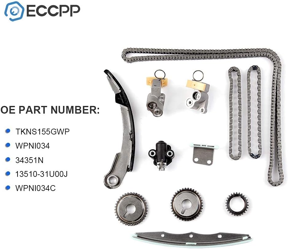 Timing Chain Kit Tensioner Guide Rail Crank Sprocket Cam Sprockets for 2004-2009 Nissan Quest 3.5L VQ35DE F527