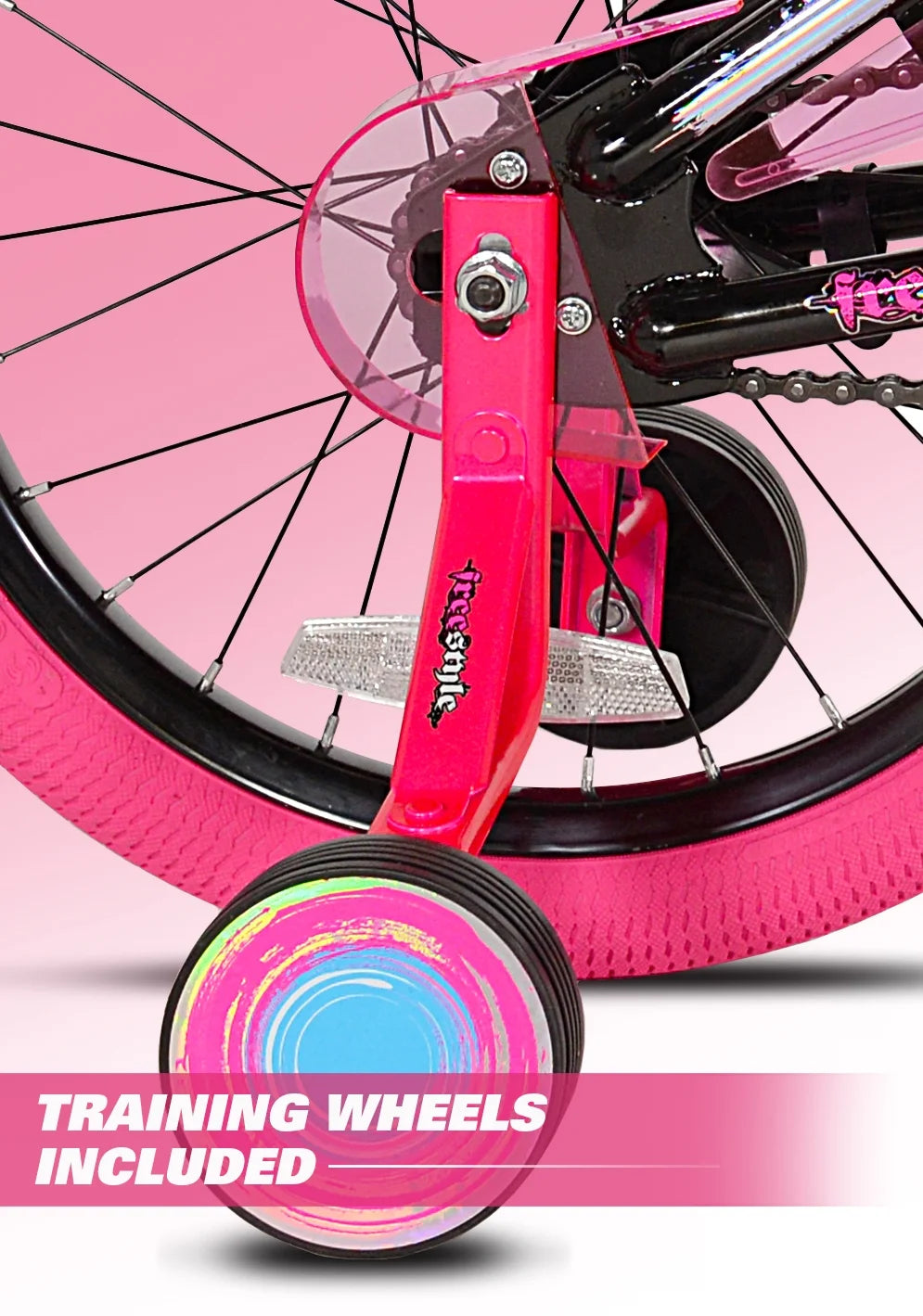 18 inch Girl's Sparkles Bicycle, Black and Pink U703