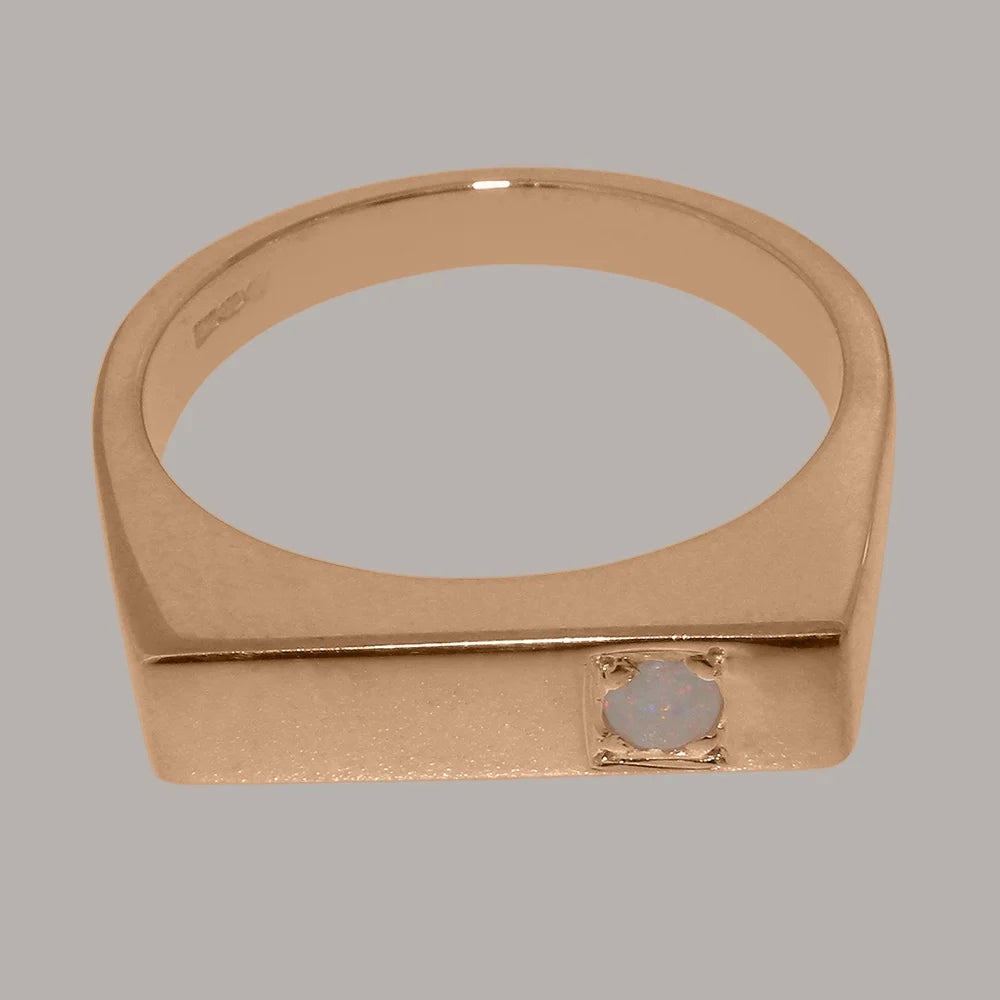 9k Rose Gold Opal Mens Band Ring X164