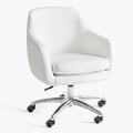 White Velvet Swivel Desk Chair S370691