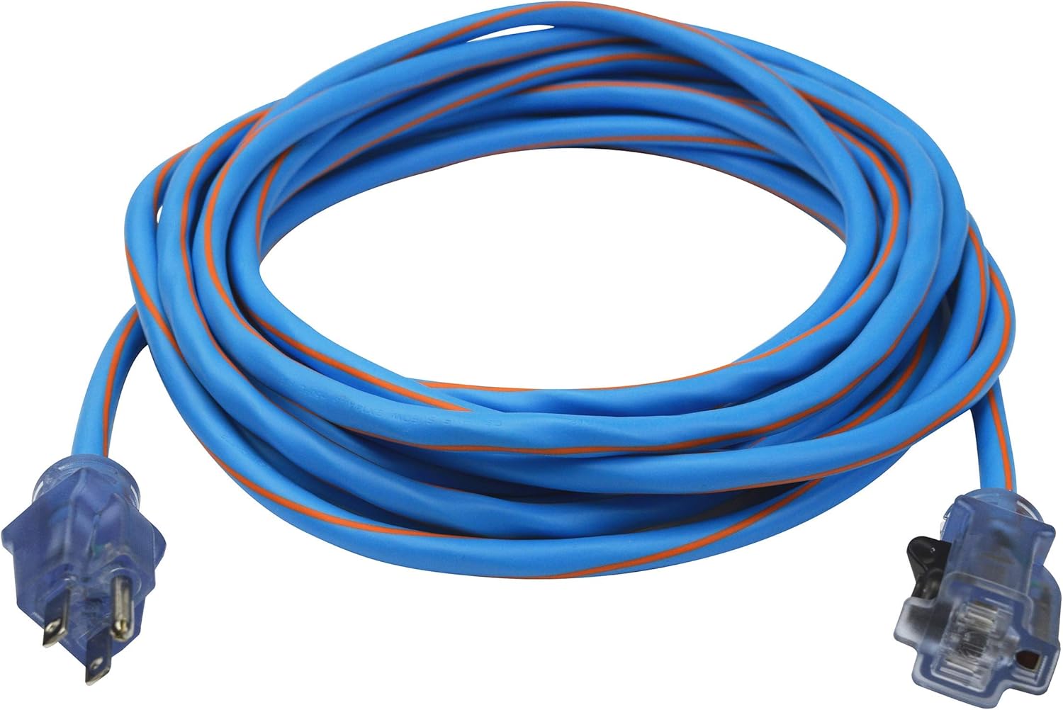 100ft 14/3 SJTW Blue Extreme Cold Weather Extension Cord with Power Indicator Light F6828