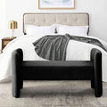 White Teddy Velvet Upholstered Ottoman Bench A8154