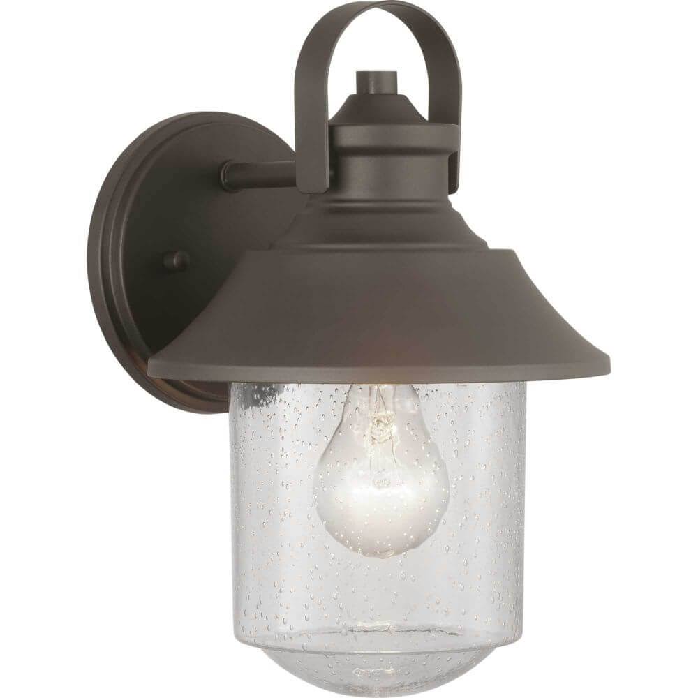 Bronze Outdoor Medium Wall Lantern with Clear Seeded Glass O862