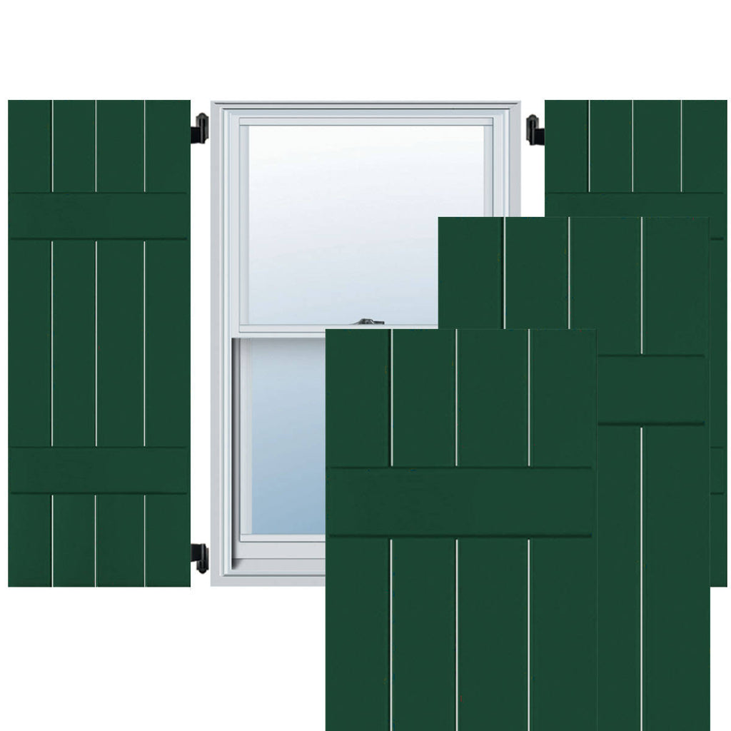 Chrome Green Real Wood Cedar Board-n-Batten Shutters Per Pair Q3499