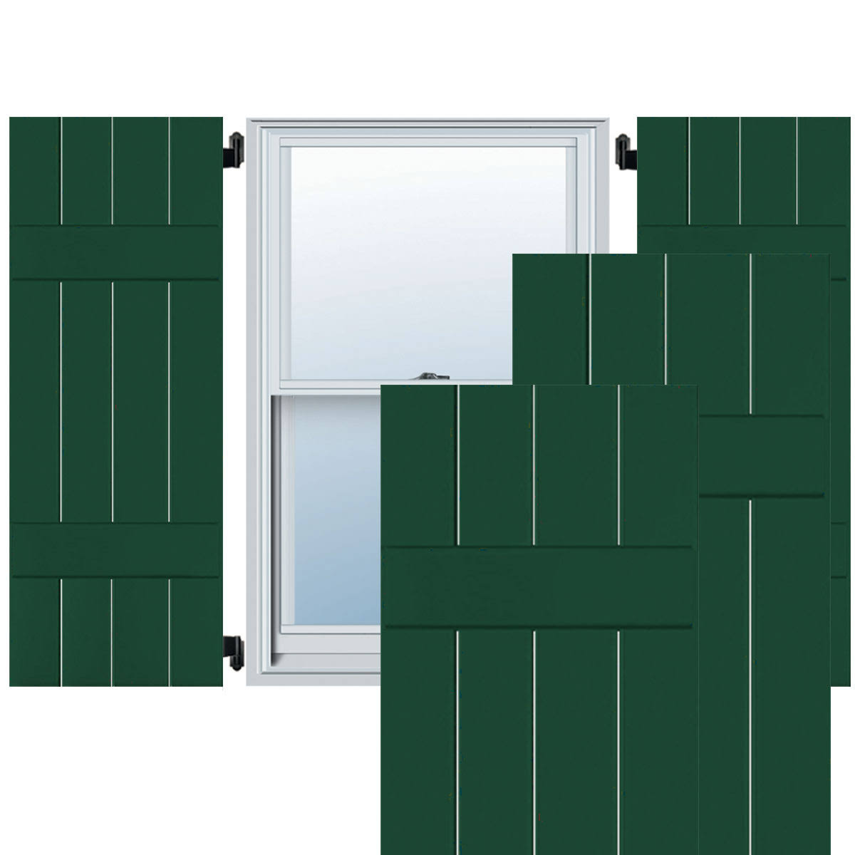 Chrome Green Real Wood Cedar Board-n-Batten Shutters Per Pair Q3499