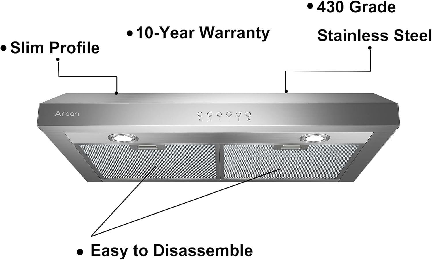 30 inch Under Cabinet Range Hood with 900 CFM, Stainless Steel, 4 Speed, Aluminum Mesh Filters, LED Lights E1909