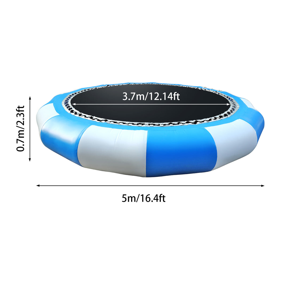 16.4Ft Inflatable Water Trampoline Blue & White 880Lb Capacity Floating Platform with Ladder N50822