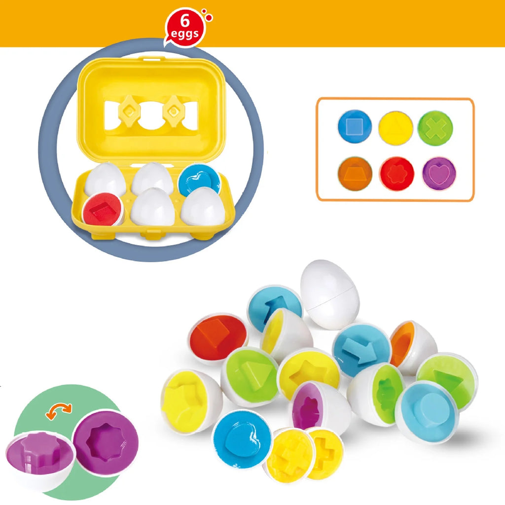 6 Pcs Shape and Color Matching Eggs Puzzle Toy J572469