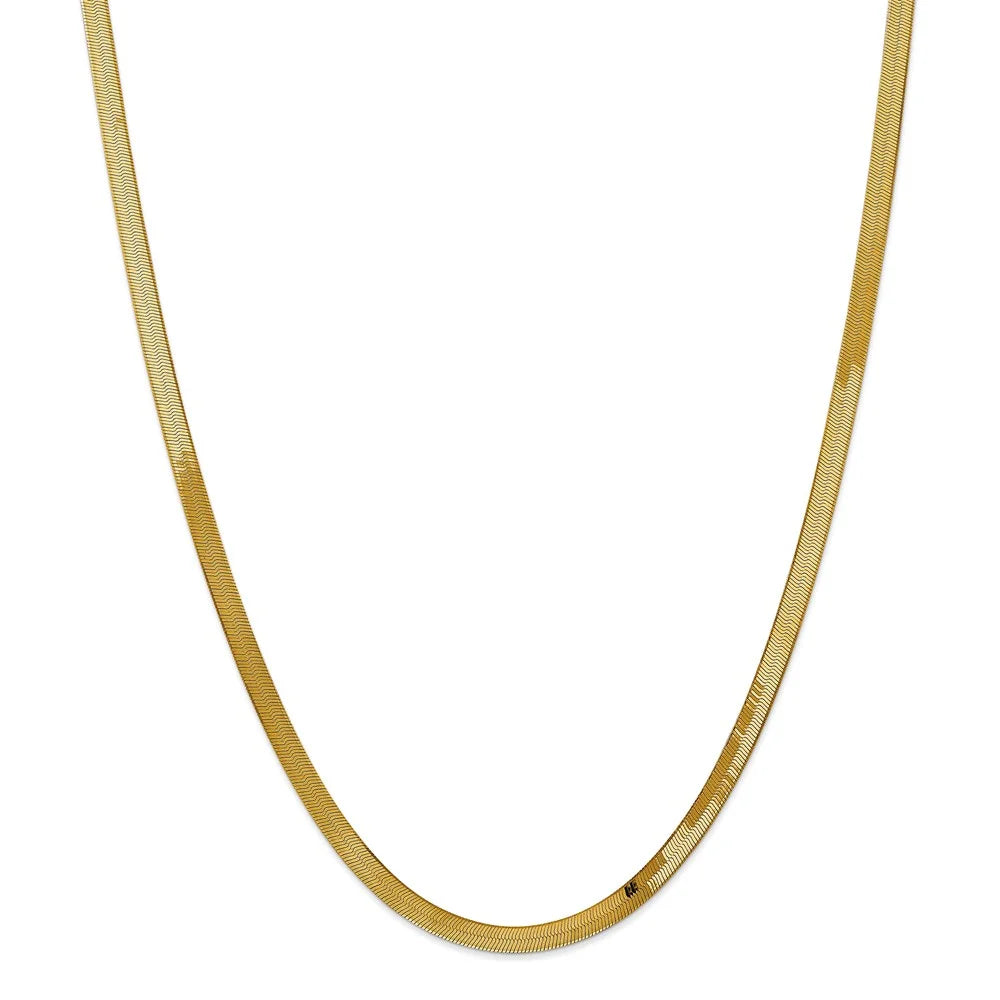14kt Yellow Gold 4mm Herringbone Chain 16 inch Lobster Clasp M370483