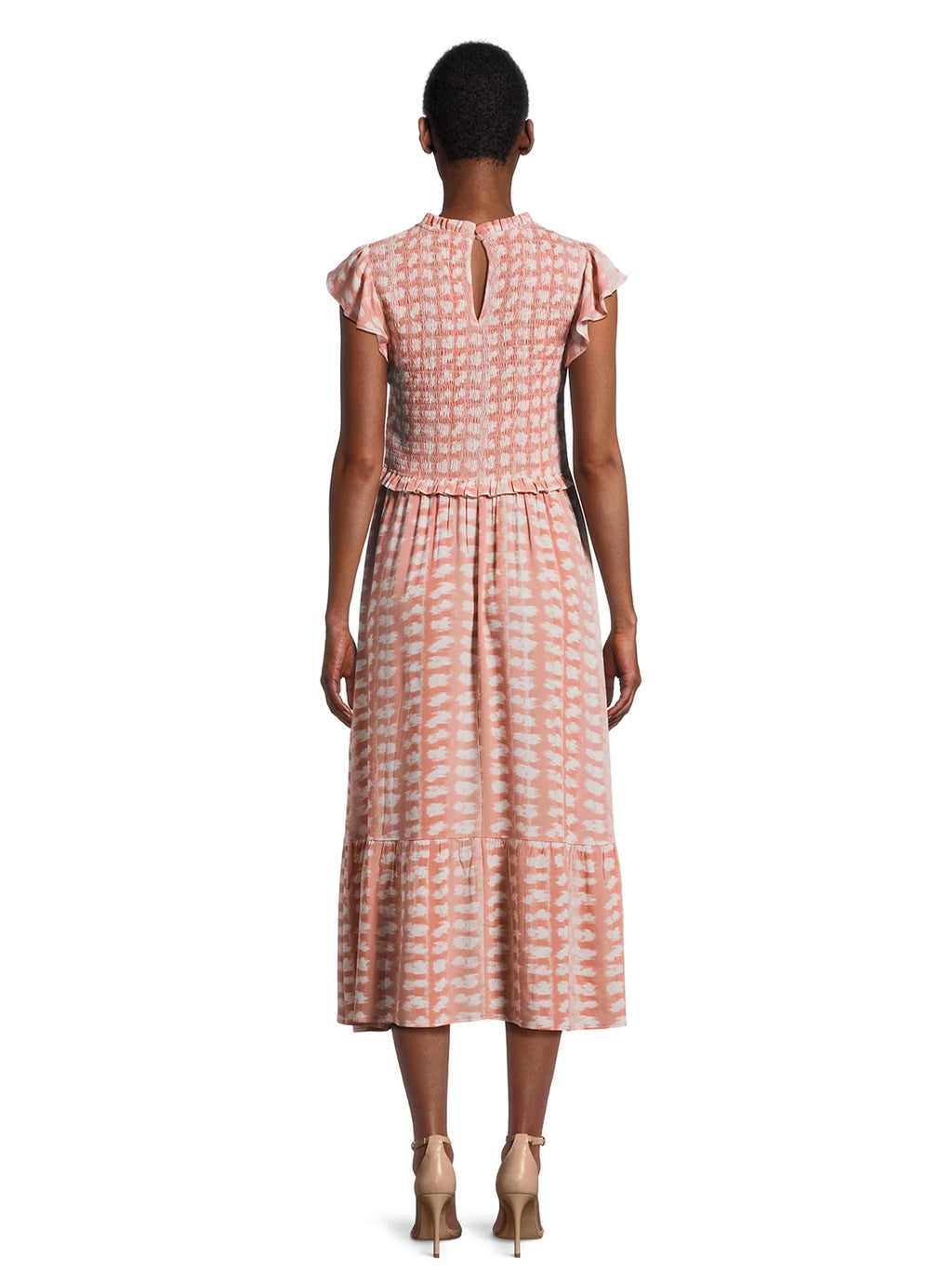Smocked Bodice Midi Dress V2855