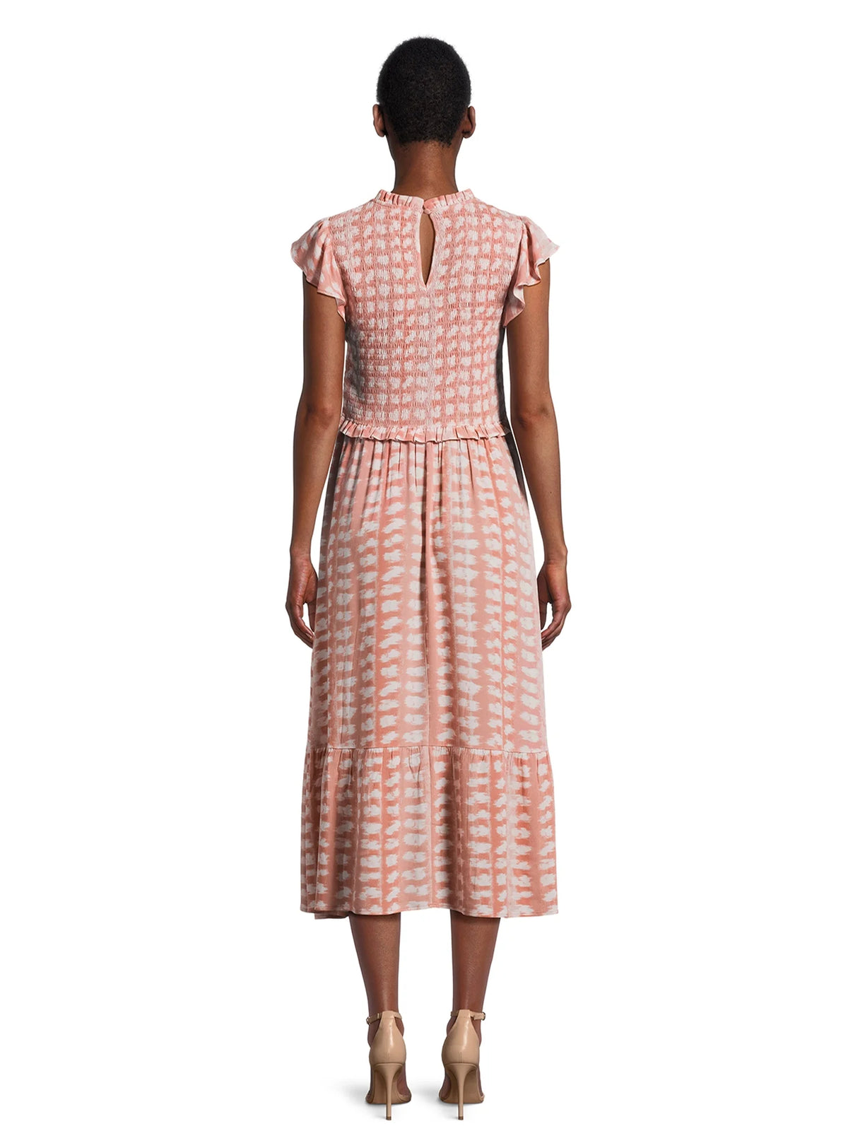 Smocked Bodice Midi Dress V2855