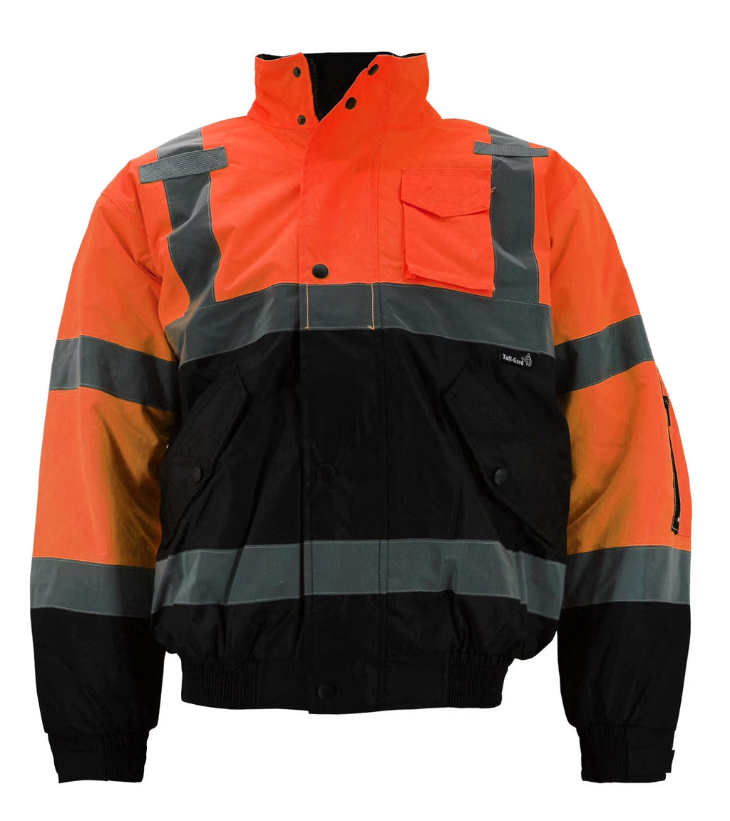 Neon Orange High Visibility Water Resistant Reflective Work Jacket W749701