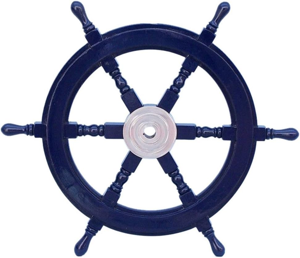 Wood and Brass Decorative Ship Wheel 24 K621