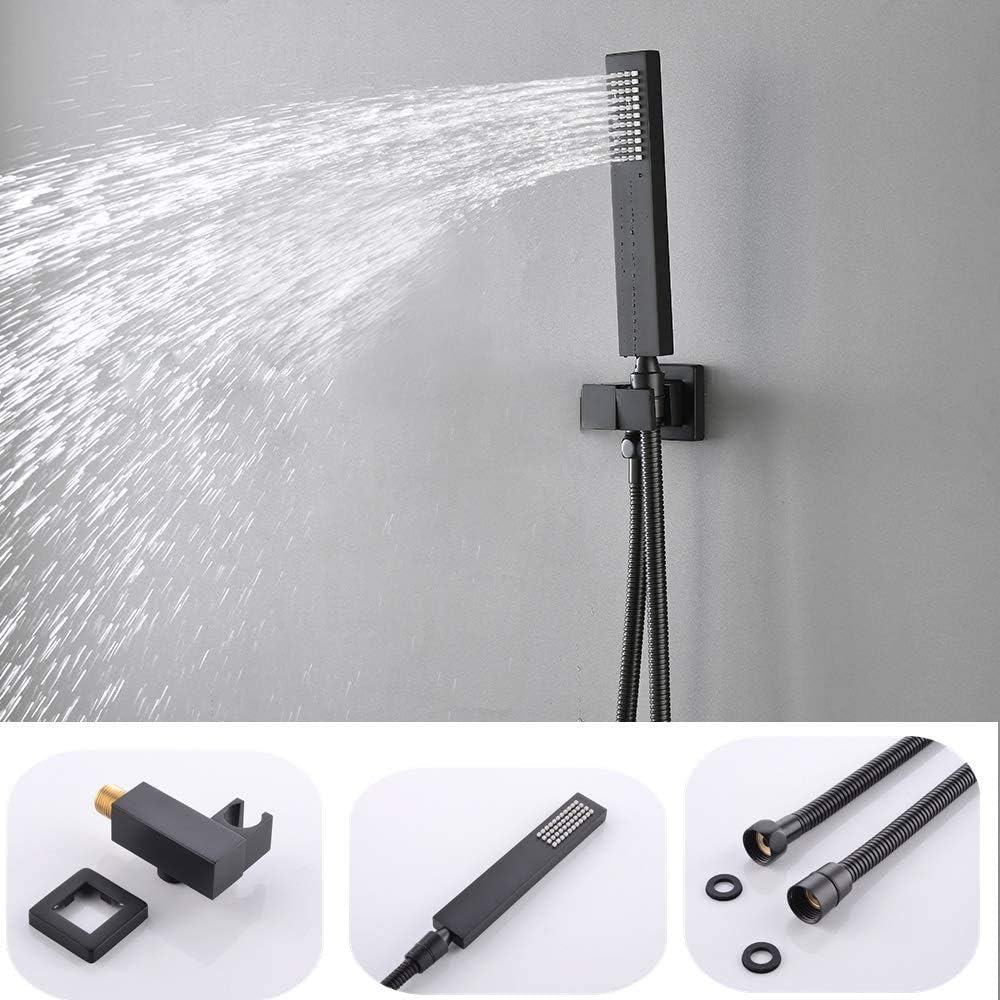 Matte Black 12 LED Rainfall Shower System with Handheld Shower G319