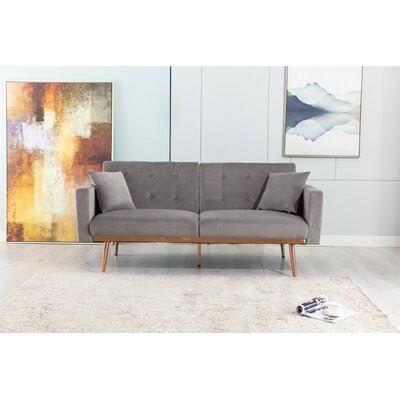 Gray Velvet Loveseat Sofa with Metal Feet W367195