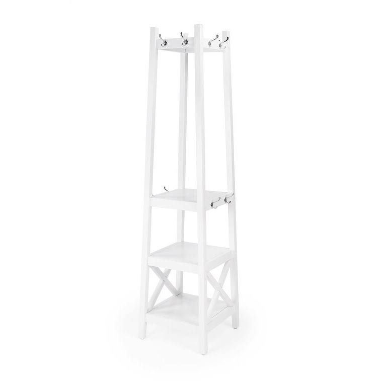 White Rectangular Coat Rack with Shelves O117861