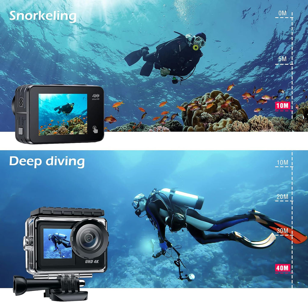 4K 20MP Dual Screen Waterproof Action Camera with EIS Remote Control Y350297