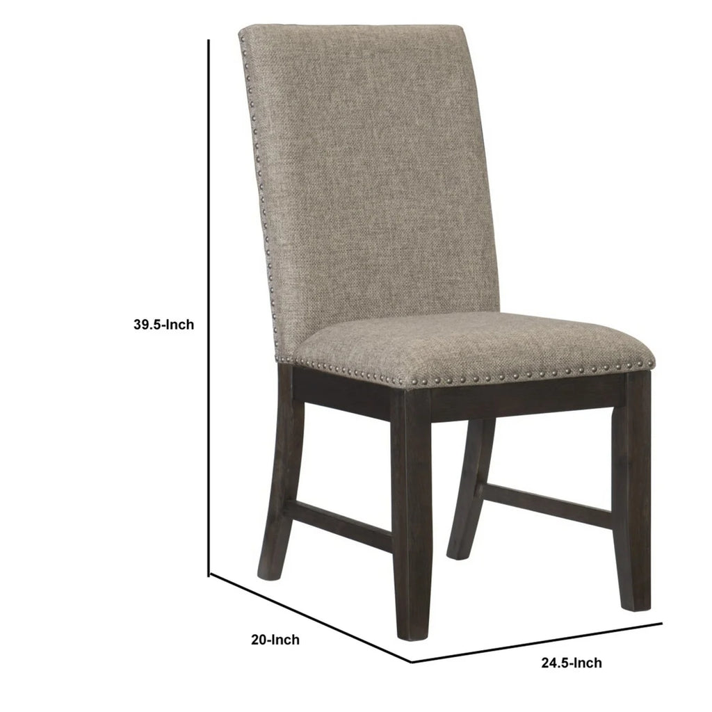Brown Fabric Padded Side Chair with Nailhead Trim T657