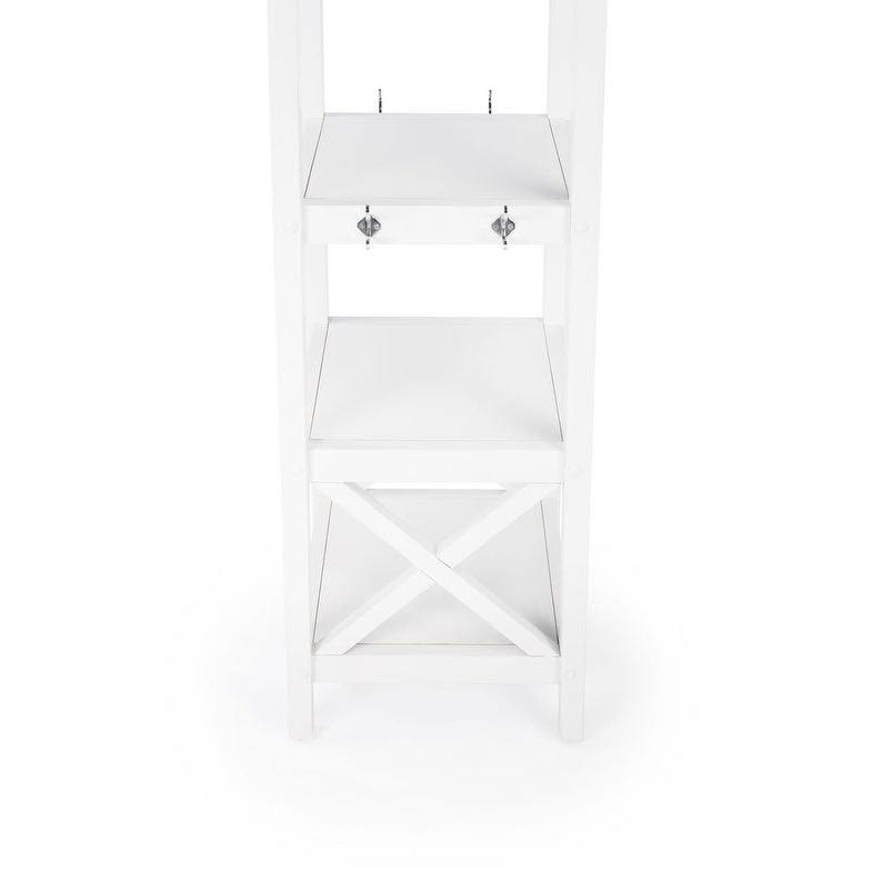 White Rectangular Coat Rack with Shelves O117861
