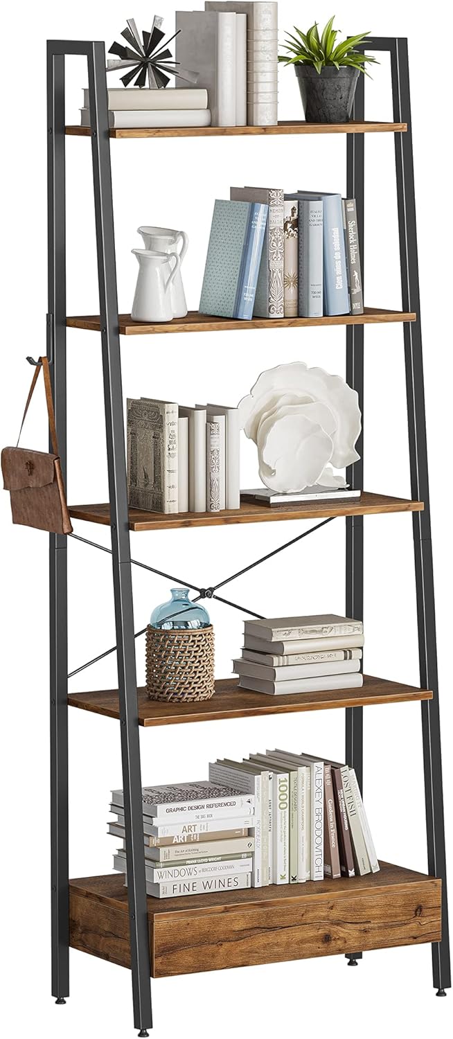 5-Tier Ladder Shelf with Drawer F7188