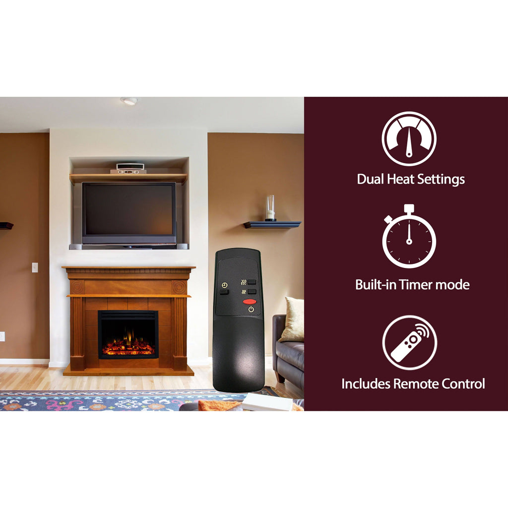 Teak Electric Fireplace Mantel D710